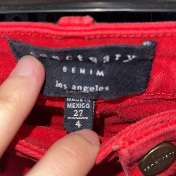 Sanctuary red Denim jeans Size 27 perfect condition One small dot on leg - Picture 5 of 5